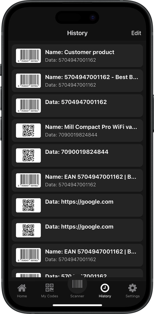Screenshot of app