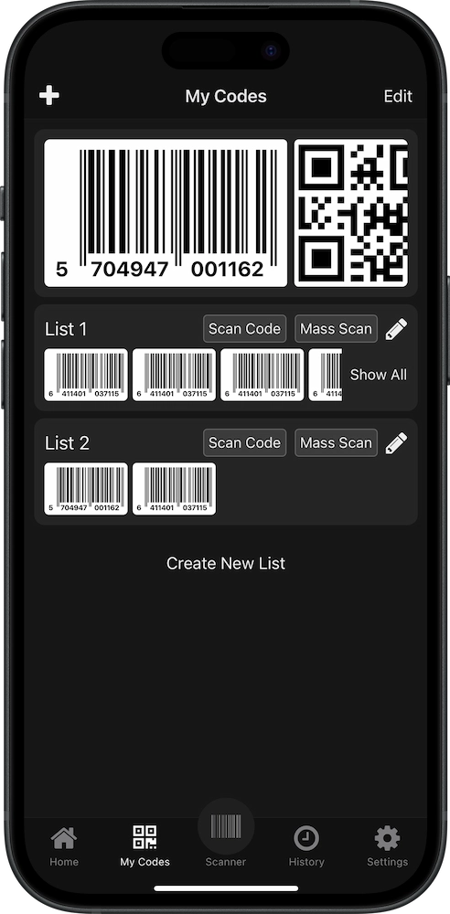 Screenshot of app